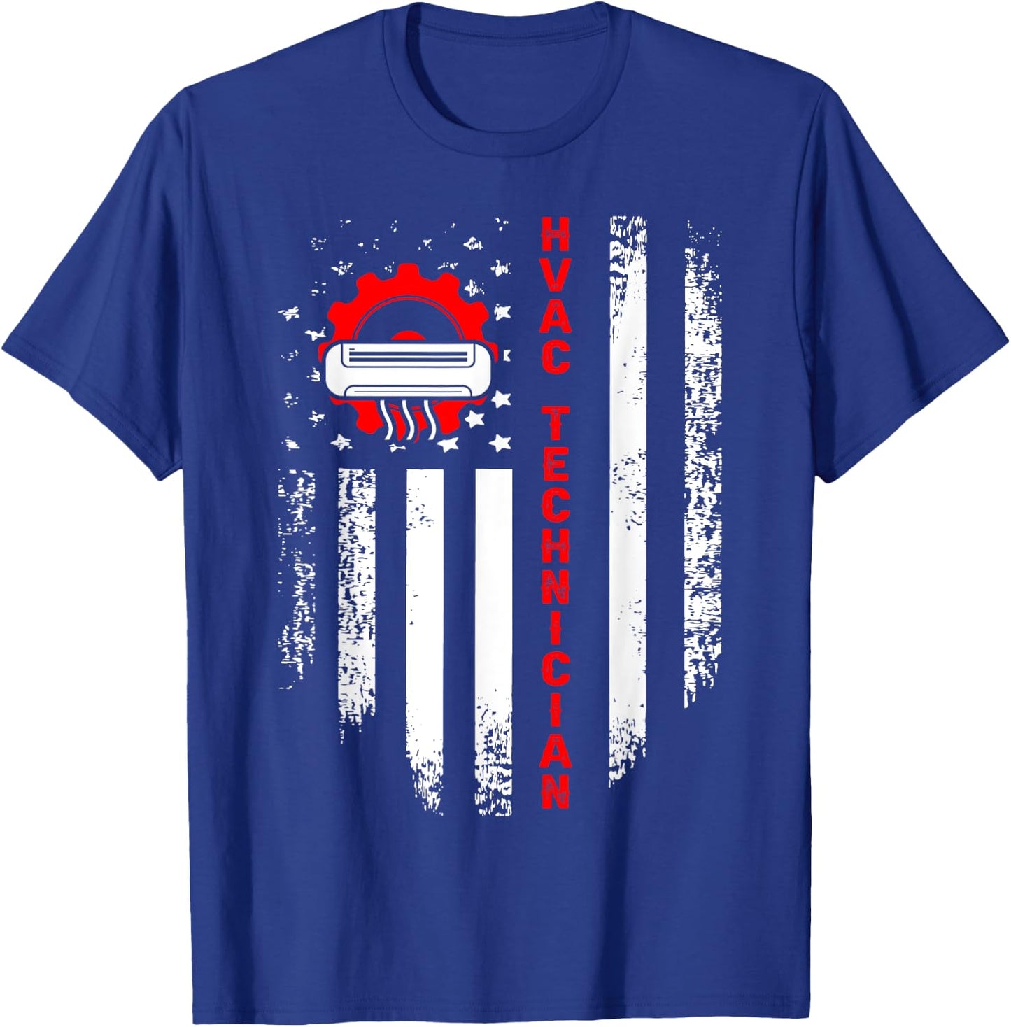 HVAC Technician USA Flag Mechanic Repairman T-Shirt - T-Shirt | Royal