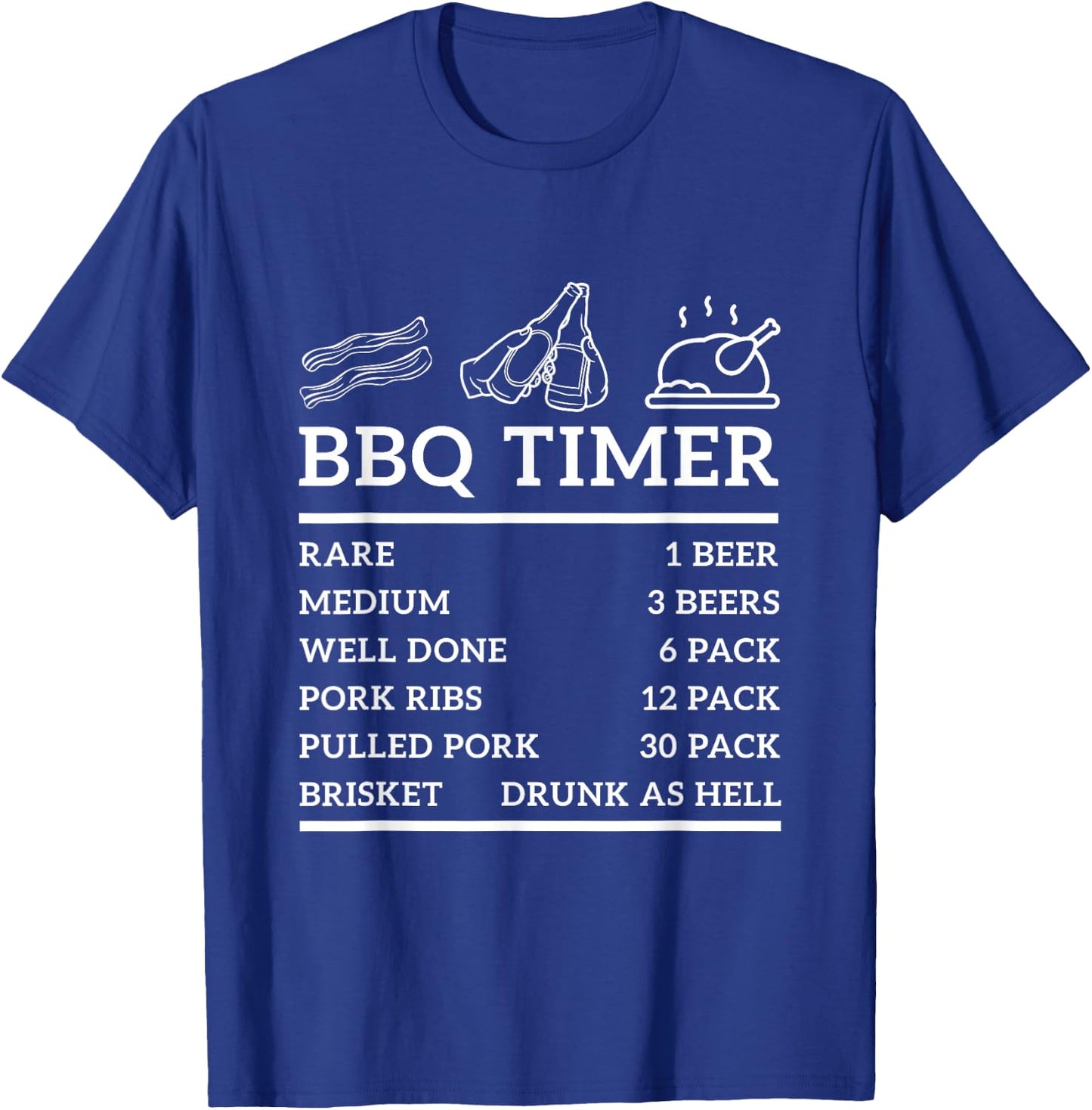 Funny Grill Saying BBQ Timer Bbq Beer Grill Dad Barbecue Fun T-Shirt - T-Shirt | Royal