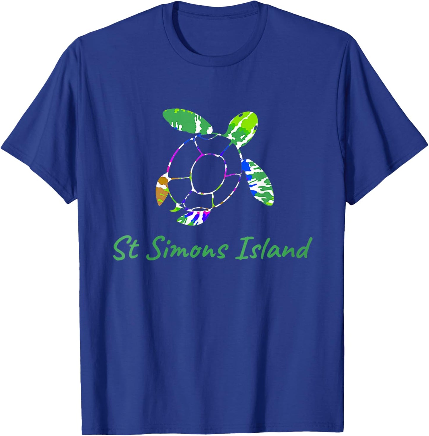 Tie Dye Turtle Marine Life St Simons Island Georgia Batik T-Shirt - T-Shirt | Royal