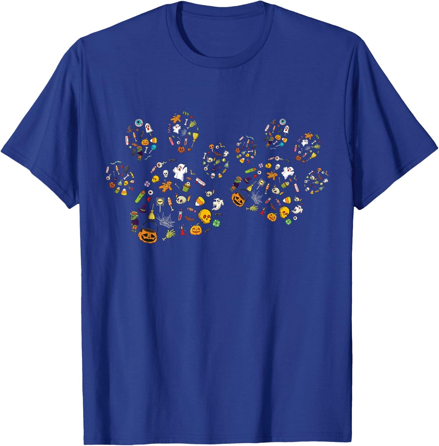 Cute Paw Print Halloween Dog Candy Pumpkin Ghost T-Shirt - T-Shirt | Royal