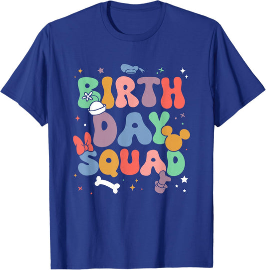 Disney Mickey and Friends Birthday Squad Vintage Logo T-Shirt - T-Shirt | Royal