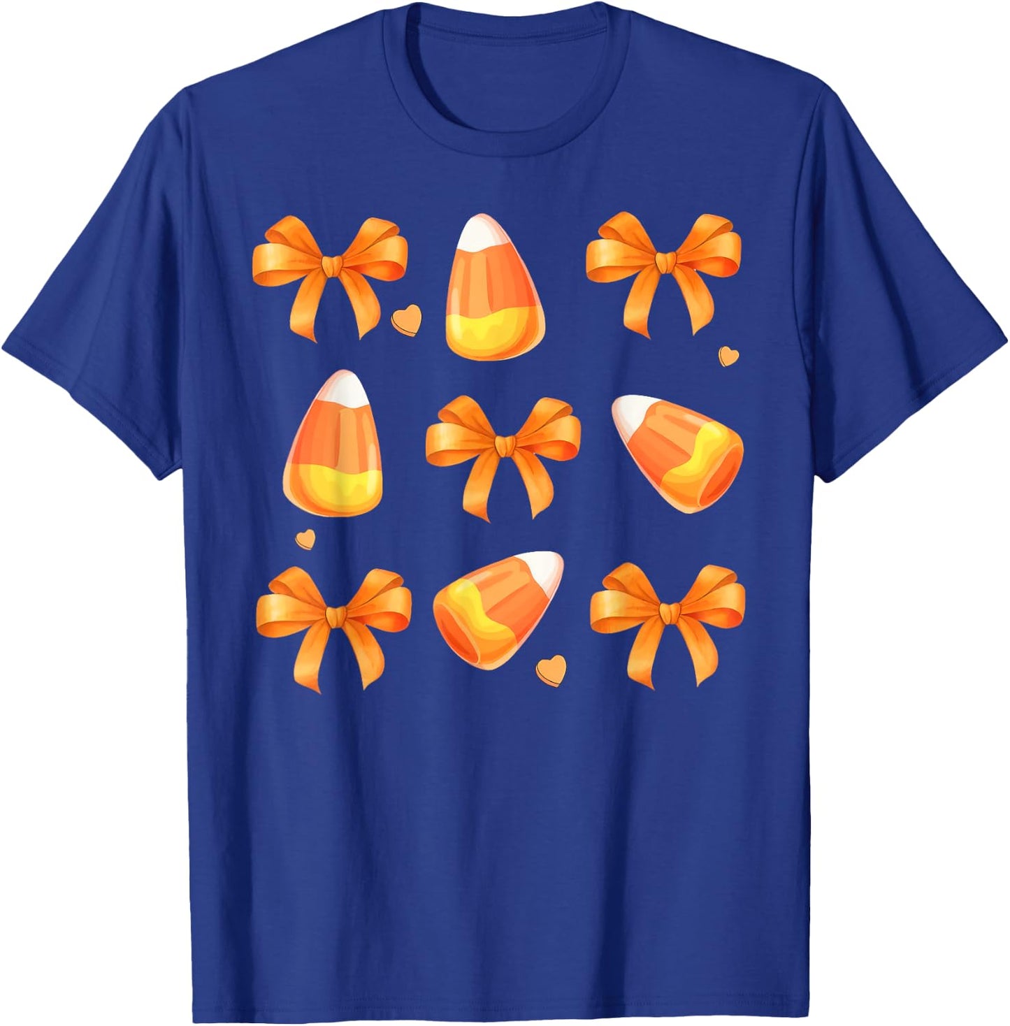 Coquette Bow Candy Corn Retro Halloween Women Kids T-Shirt - T-Shirt | Royal