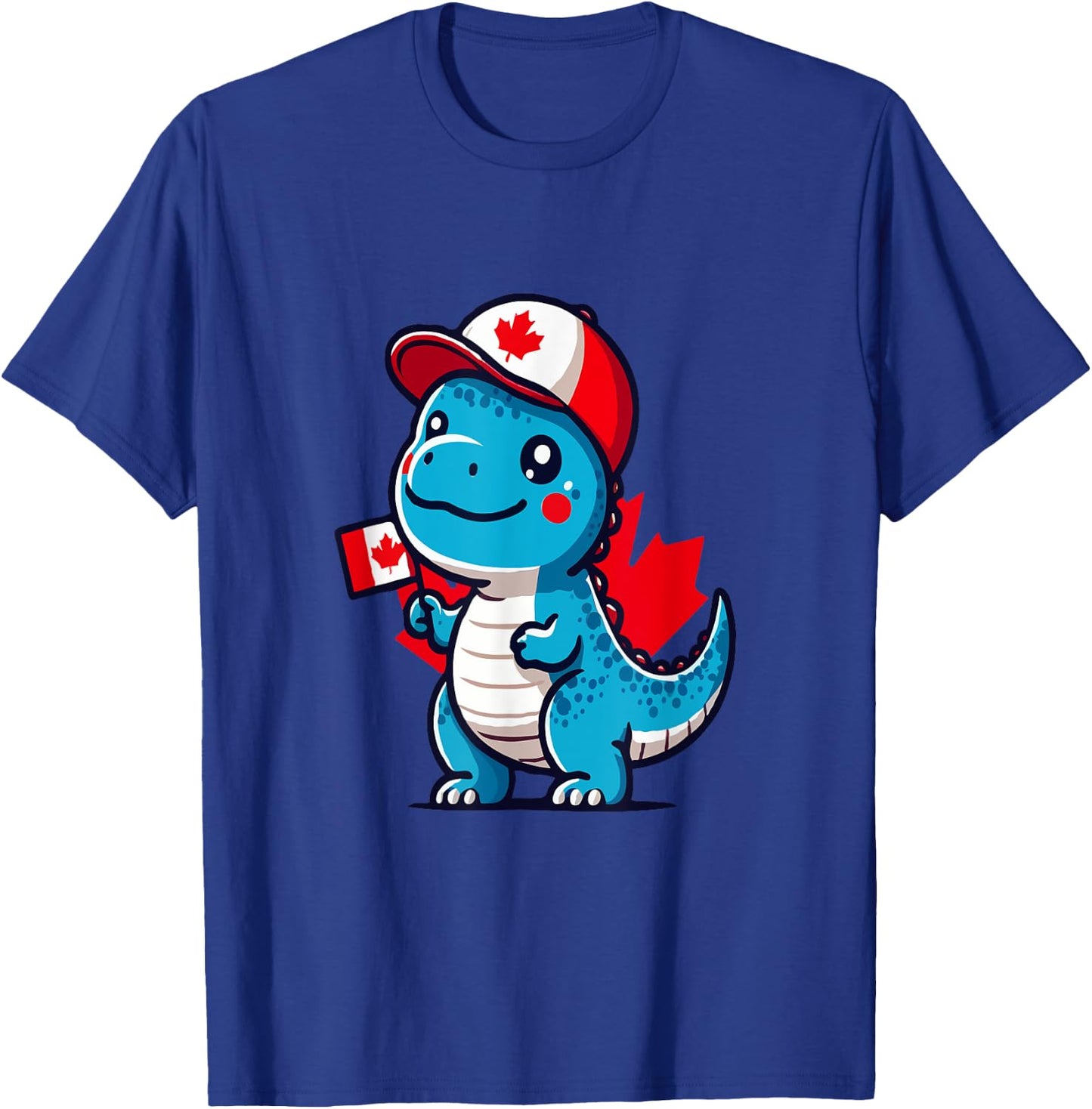 Canada Kids Flag Funny Blue Dinosaur Toddler Flag T-Shirt - T-Shirt | Royal