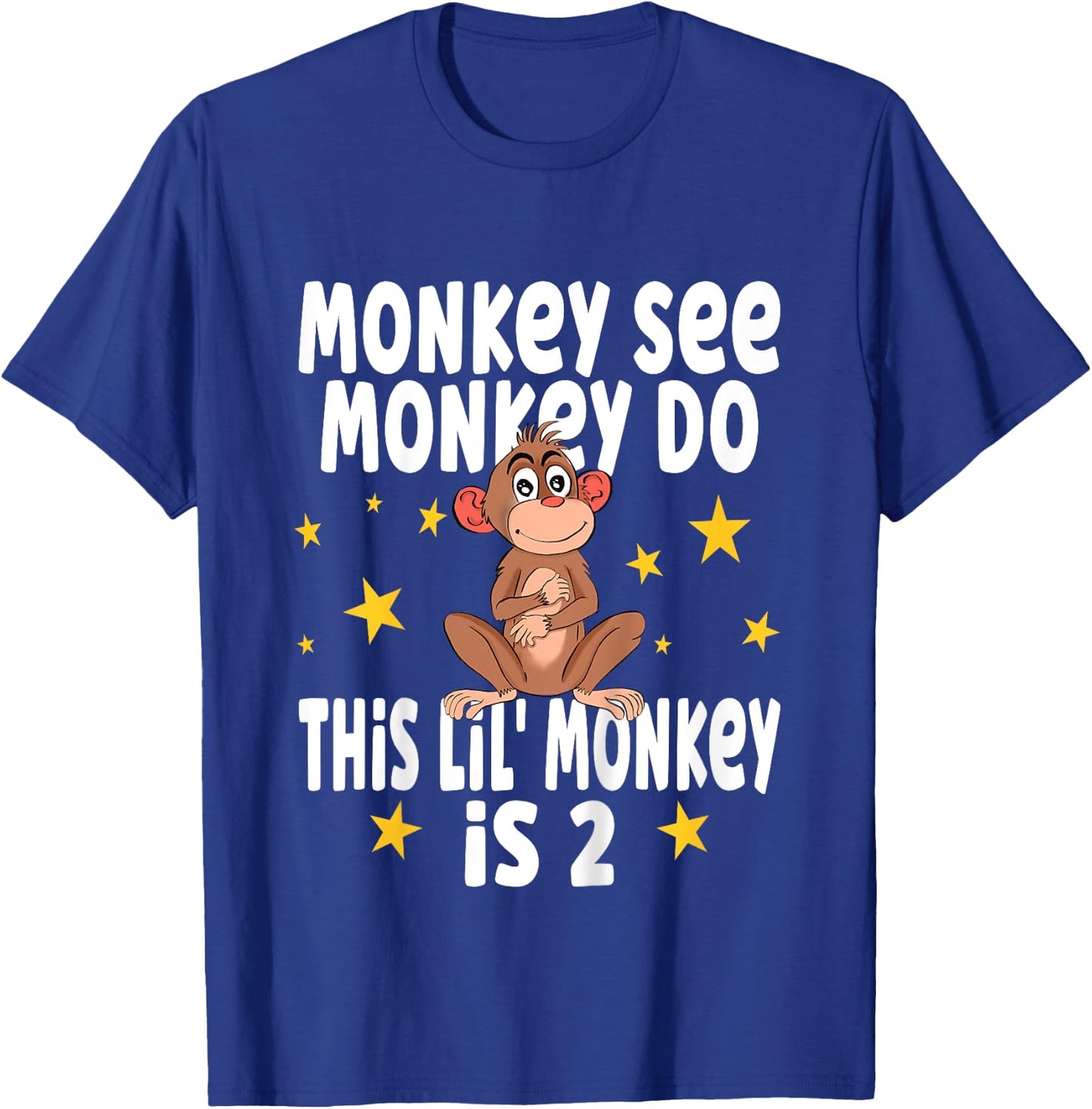 Kids Monkey See Monkey Do This Lil Monkey Is 2 Birthday Party T-Shirt - T-Shirt | Royal