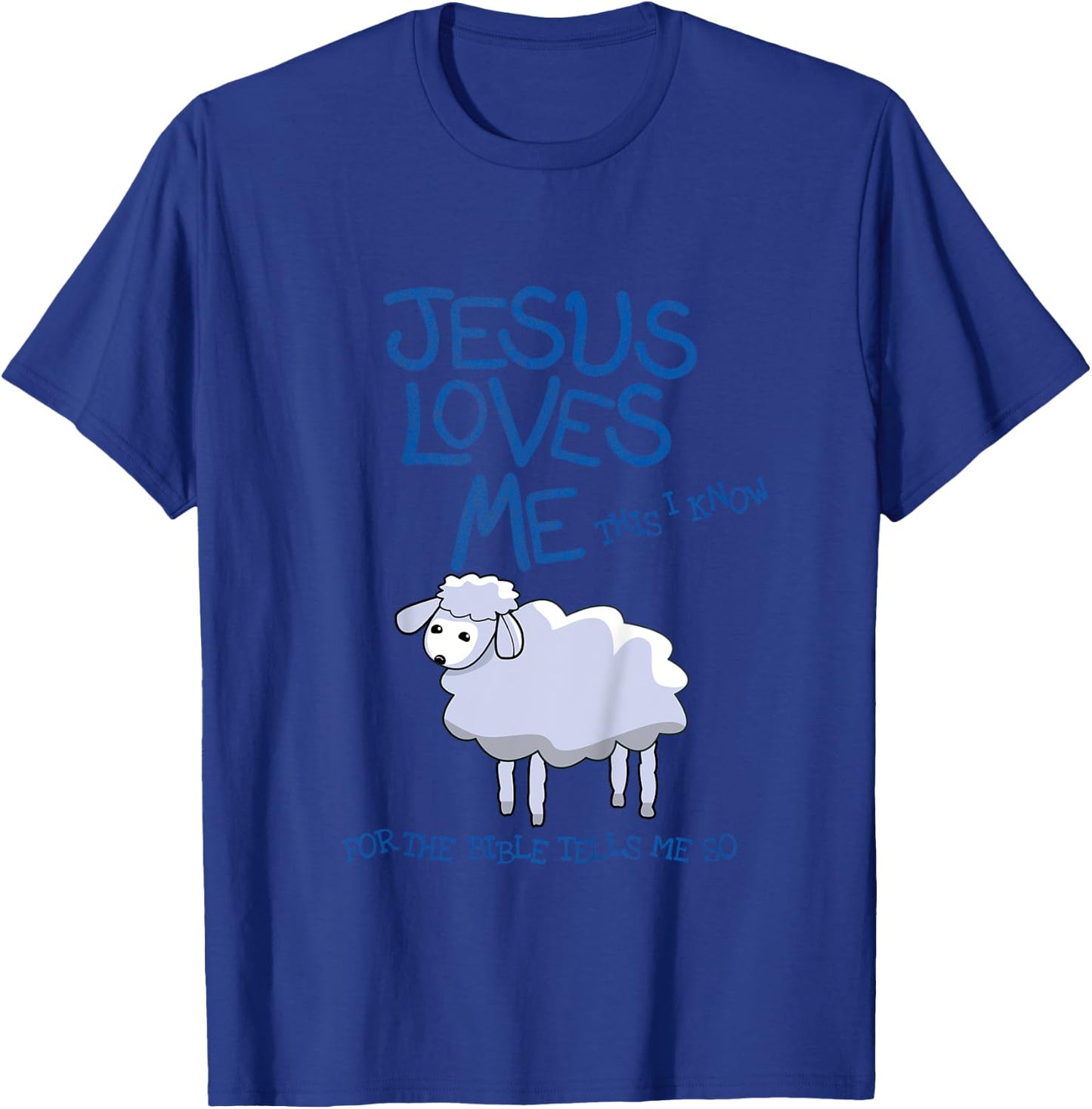 Kids Jesus Loves Me This I Know Lamb, Boys and Girls T-Shirt - T-Shirt | Royal
