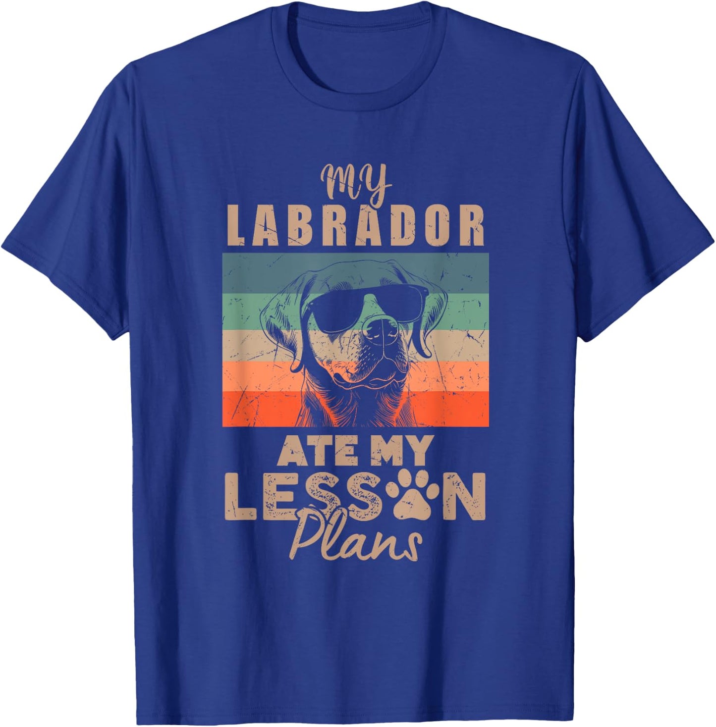 Labrador Ate My Lesson Plans Funny Teacher Gifts Dog Lover T-Shirt - T-Shirt | Royal
