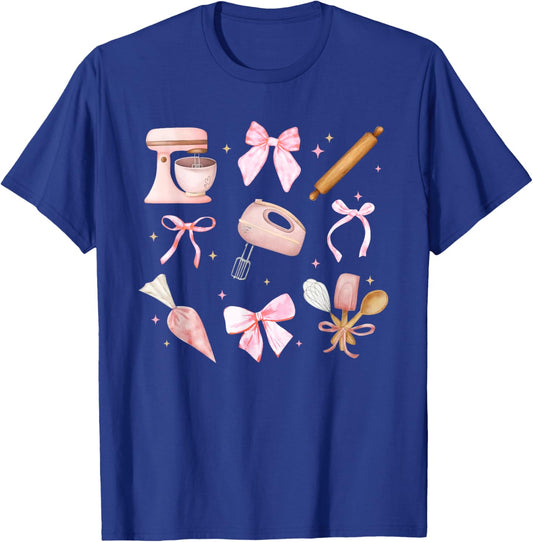 Cute Baking Coquette Pink Bow Cookie Pastry Baker Soft Girl T-Shirt - T-Shirt | Royal