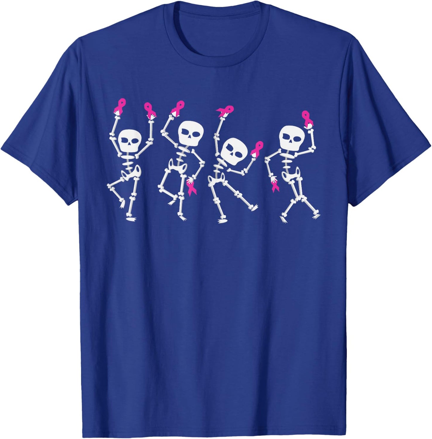 Pink Ribbon Breast Cancer Awareness Skeleton Dancing Costume T-Shirt - T-Shirt | Royal