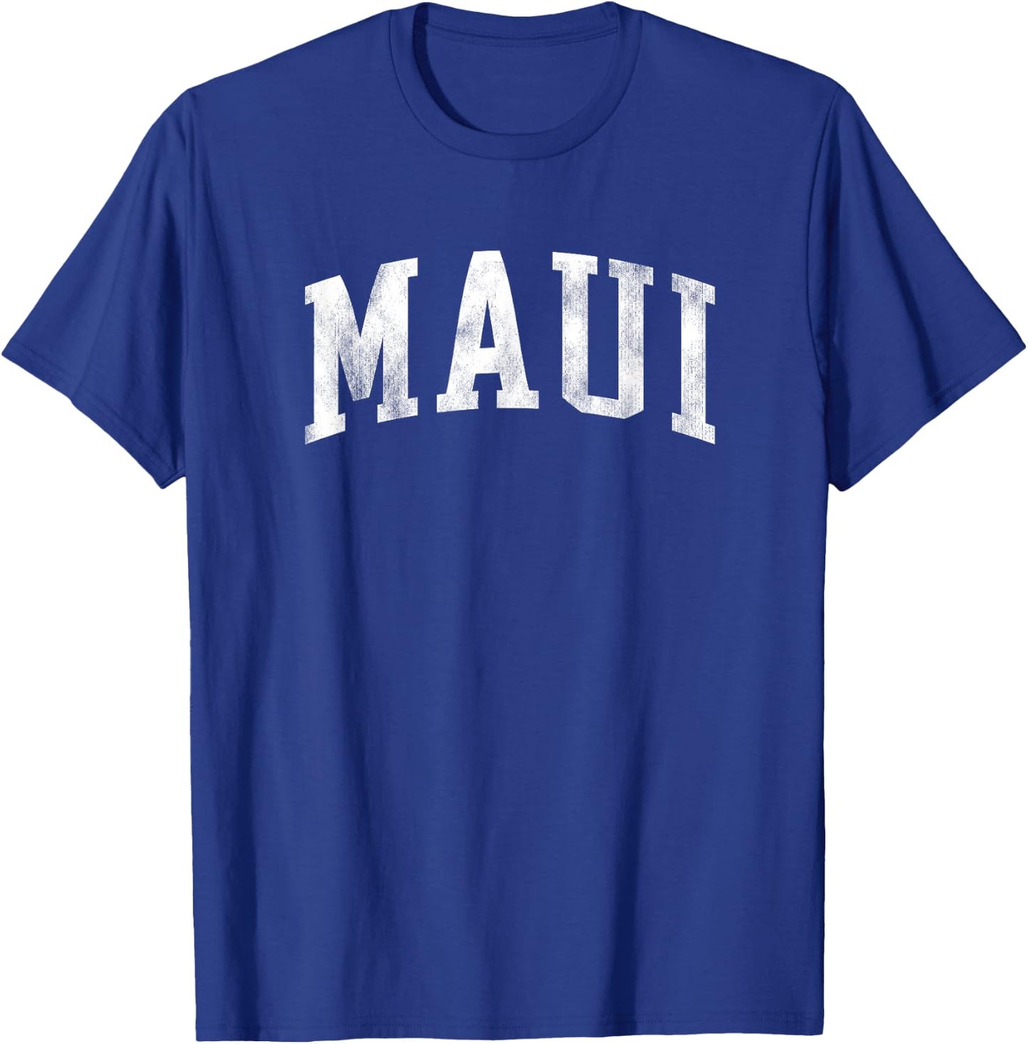 Maui Hawaii Retro Varsity Arched Text Vintage T-Shirt - T-Shirt | Royal