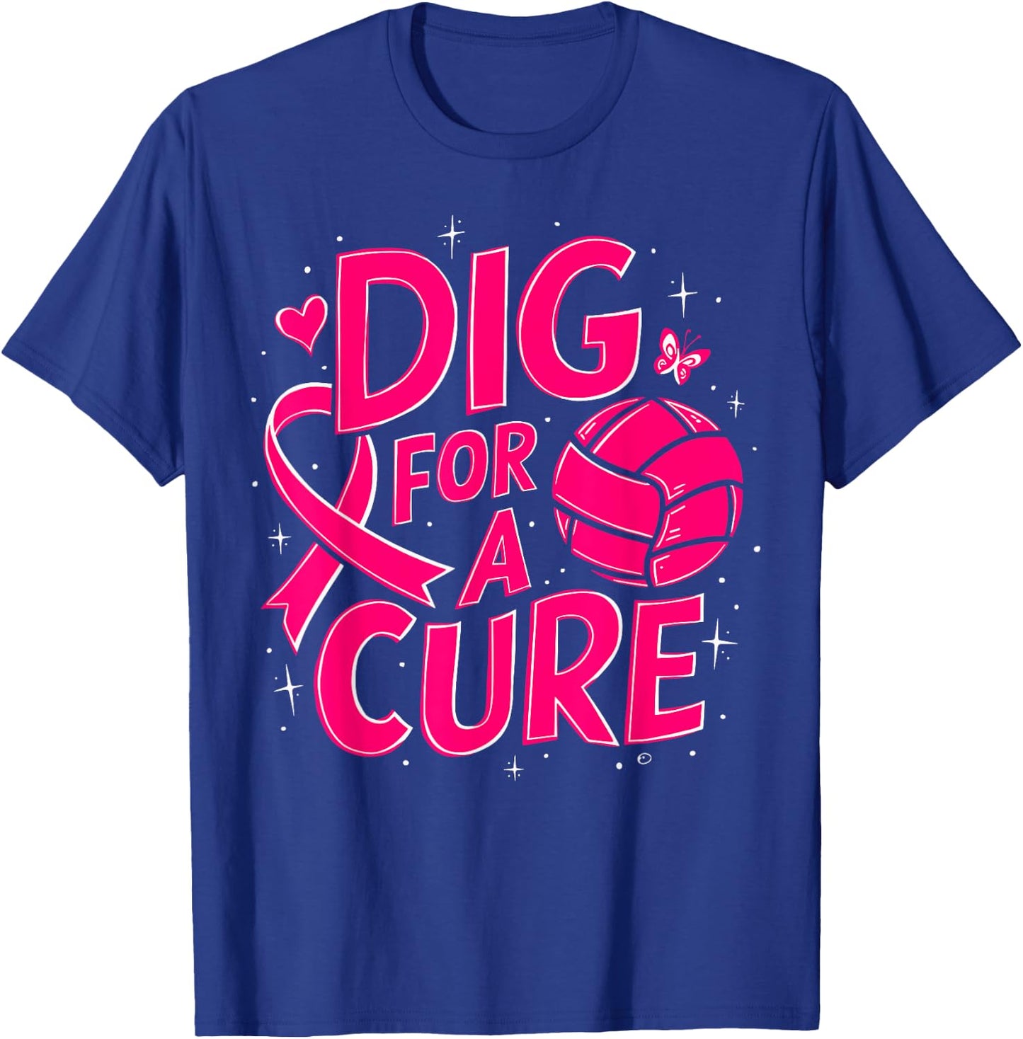 Dig For A Cure Breast Cancer Awareness Volleyball Pink T-Shirt - T-Shirt | Royal