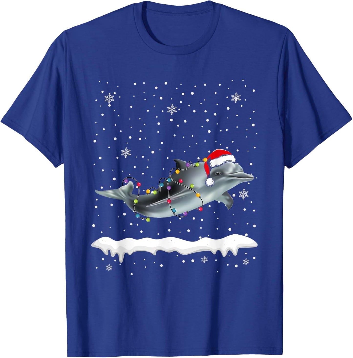 Funny Santa Dolphin Christmas Lights Animals Lover T-Shirt - T-Shirt | Royal