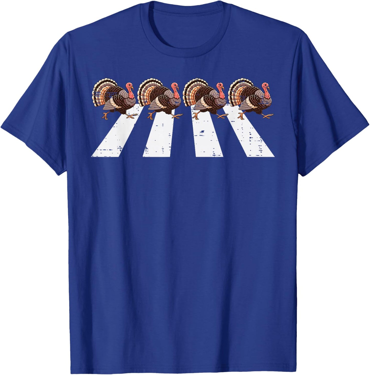 Thanksgiving Turkeys Crossing Road Crosswalk Men Women Kids T-Shirt - T-Shirt | Royal