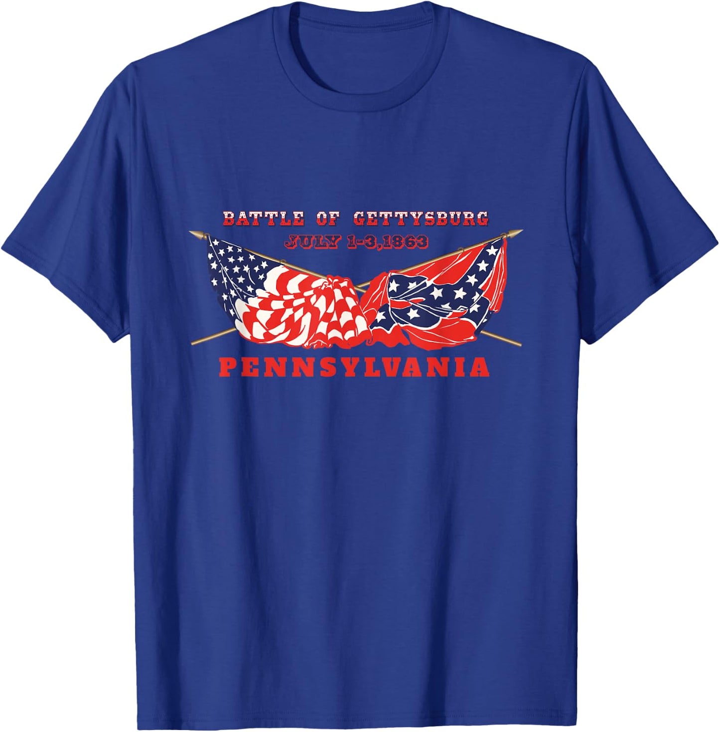 Vintage American Civil War Battle of Gettysburg Pennsylvania T-Shirt - T-Shirt | Royal