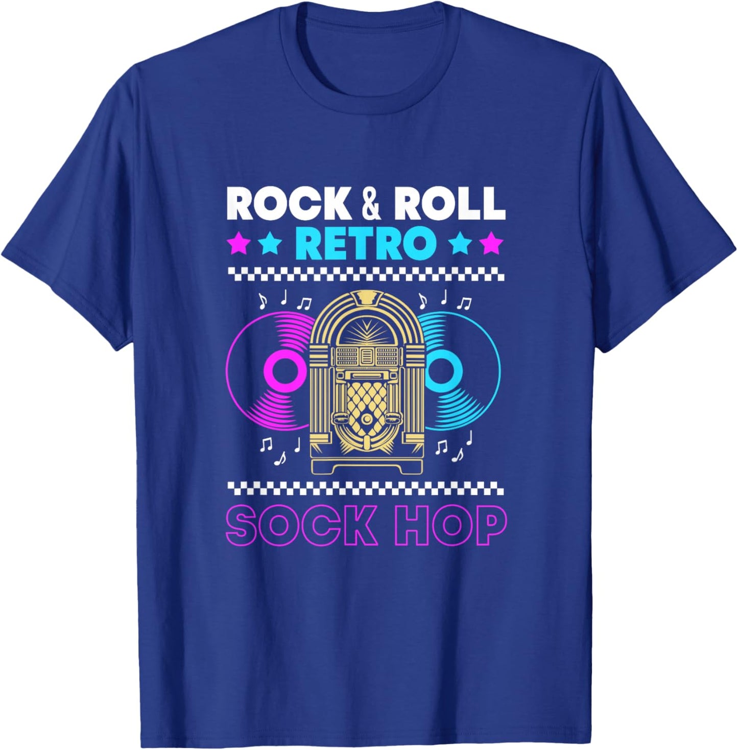Rock And Roll Jukebox Music 50s Retro Sock Hop T-Shirt - T-Shirt | Royal