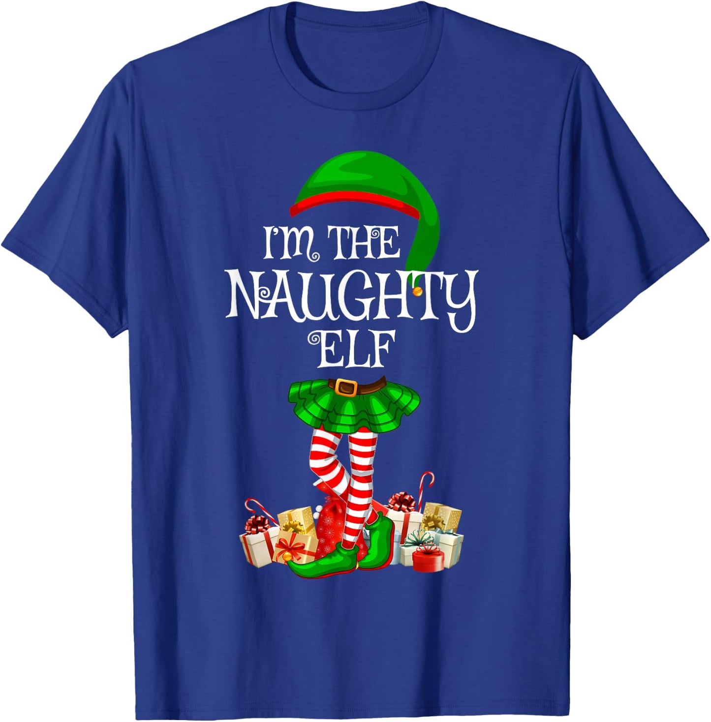 Matching Family Women Girls I'm The Naughty Elf Christmas T-Shirt - T-Shirt | Royal