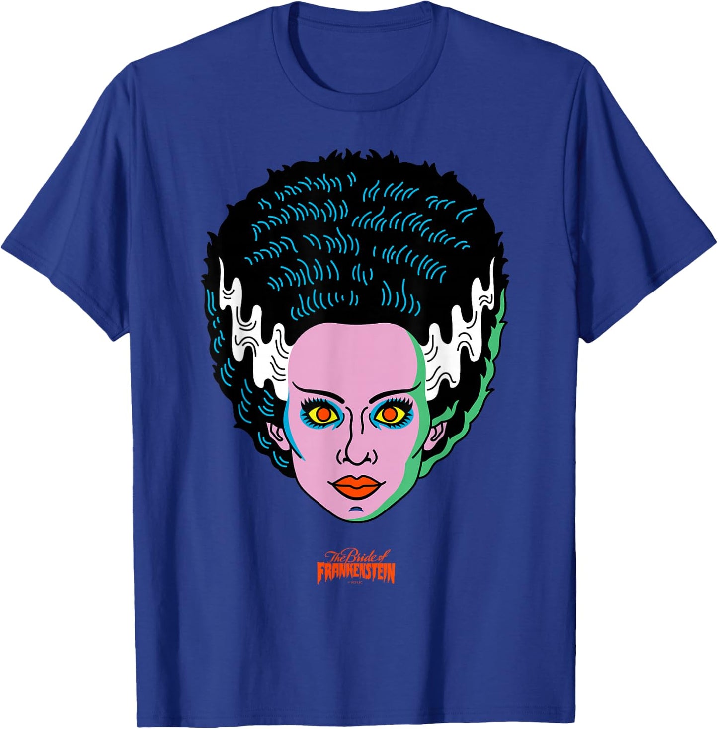 Universal Monsters Bride of Frankenstein Retro Big Face T-Shirt - T-Shirt | Royal