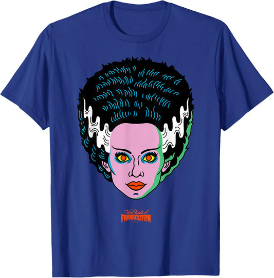 Universal Monsters Bride of Frankenstein Retro Big Face T-Shirt - T-Shirt | Royal