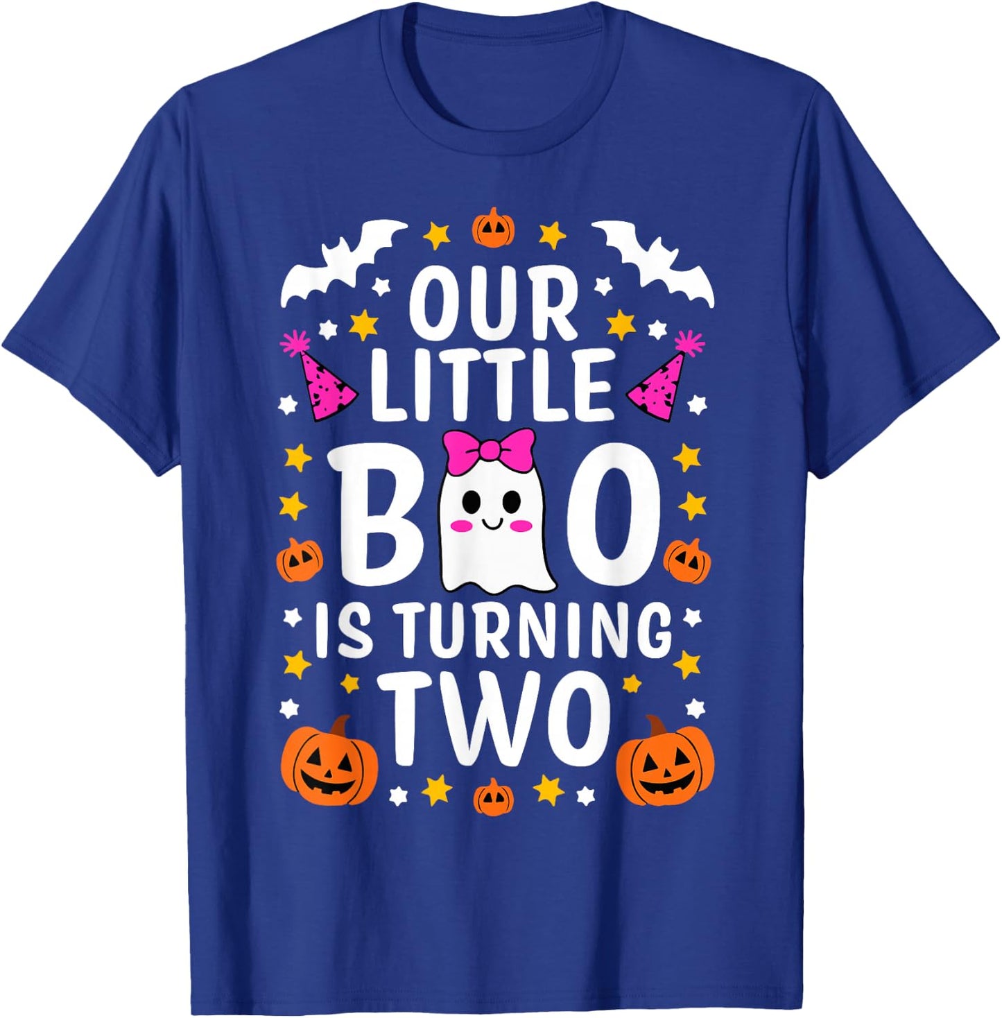 Our Little Boo Is Turning Two Yr 2nd Birthday Girl Halloween T-Shirt - T-Shirt | Royal