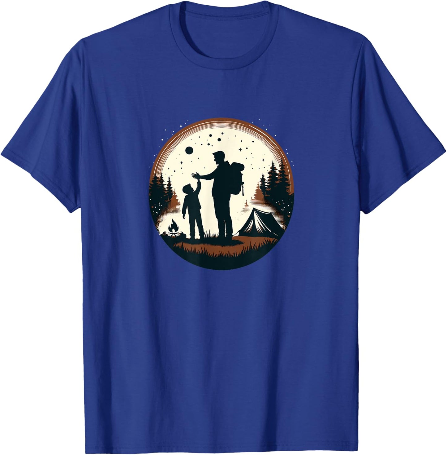father son hiking mountain Camping Buddies son dad camp T-Shirt - T-Shirt | Royal