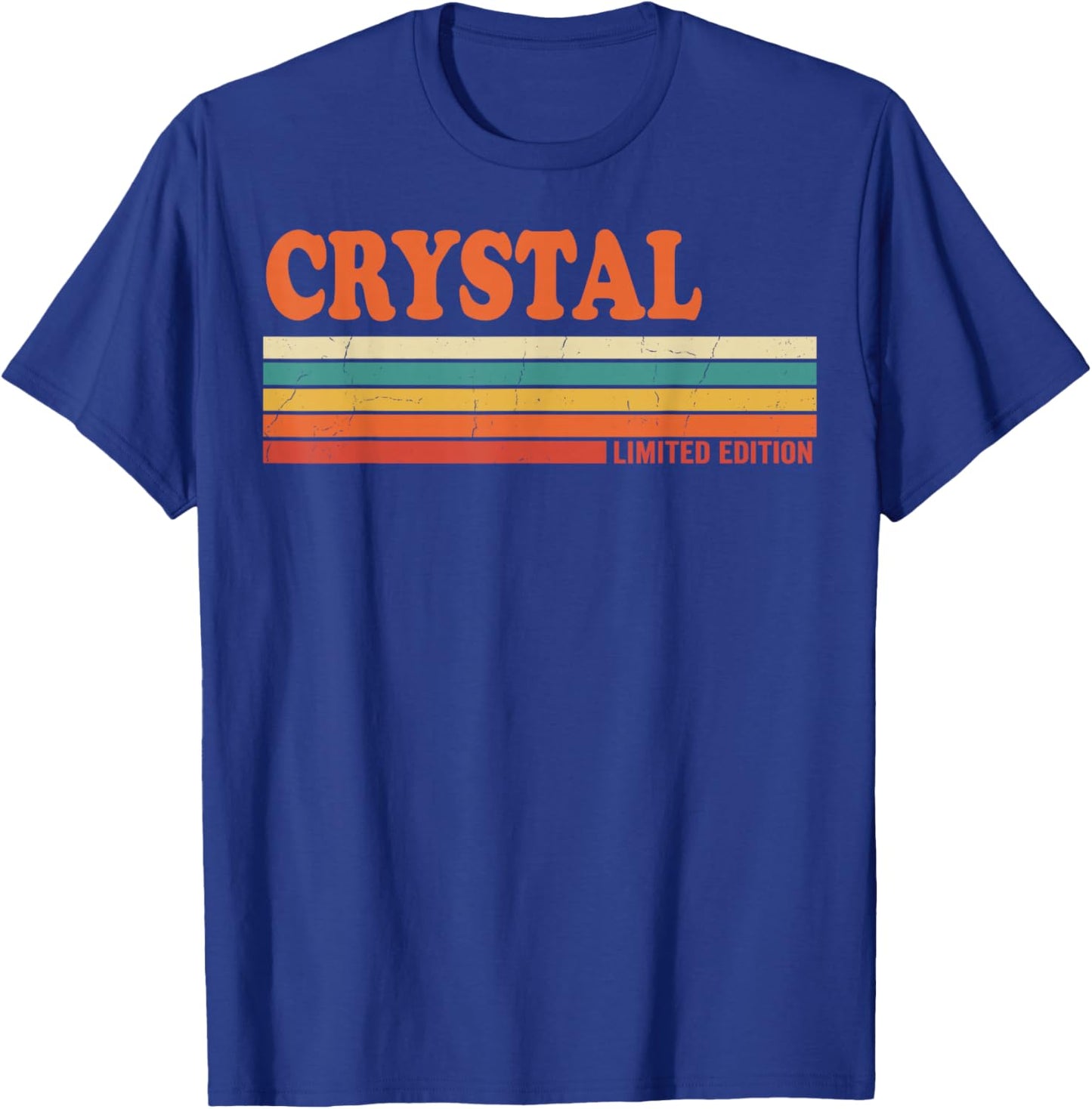 Crystal Retro Personalized First Name Vintage Stripes T-Shirt - T-Shirt | Royal
