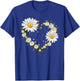 Heart With Daisy Flowers, Daisies With Heart Outline T-Shirt - T-Shirt | Royal
