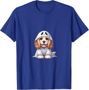 Funny Ghost American Cocker Spaniel Dog Lover Halloween T-Shirt - T-Shirt | Royal