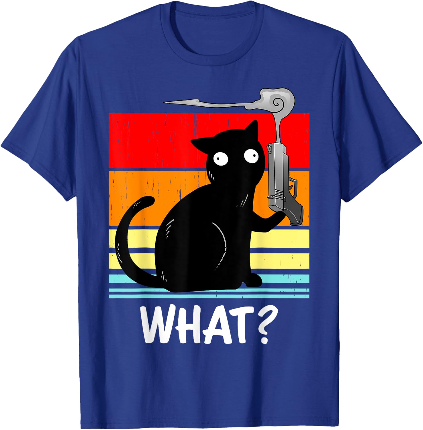 Cat What? Murderous Black Cat With Gun Halloween Costume T-Shirt - T-Shirt | Royal