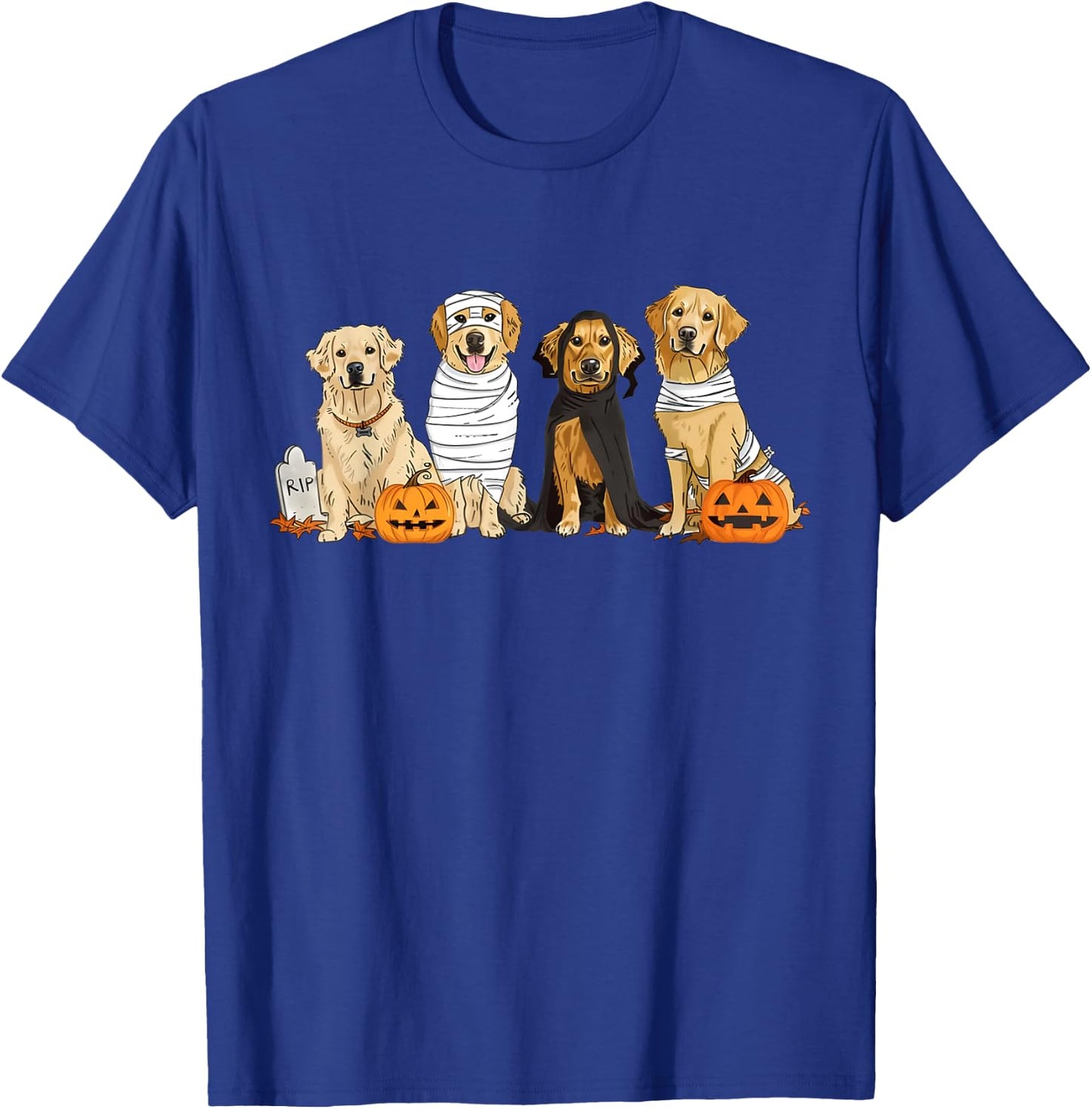 Golden Retriever Ghost Dog Halloween Golden Retriever Witch Men Women T-Shirt - T-Shirt | Royal