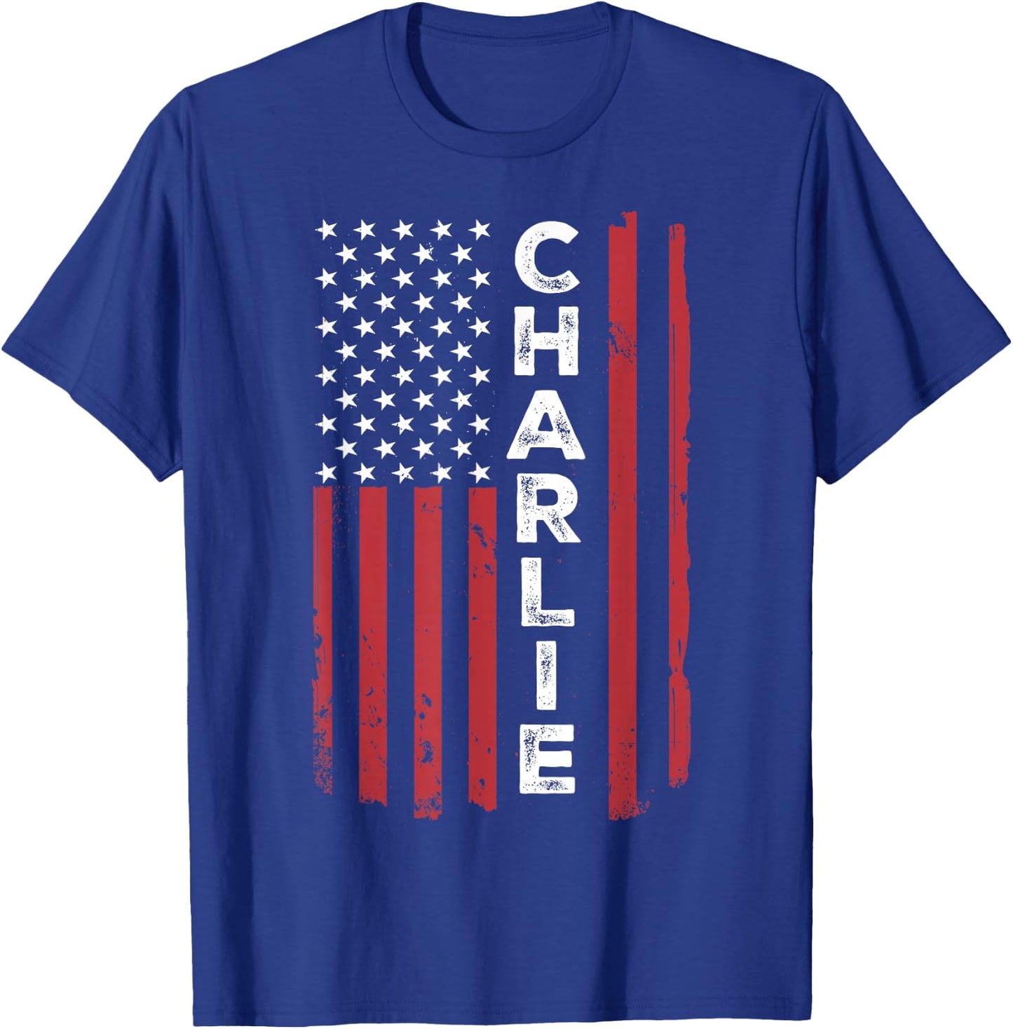 Charlie USA Flag American Flag Patriotic T-Shirt - T-Shirt | Royal