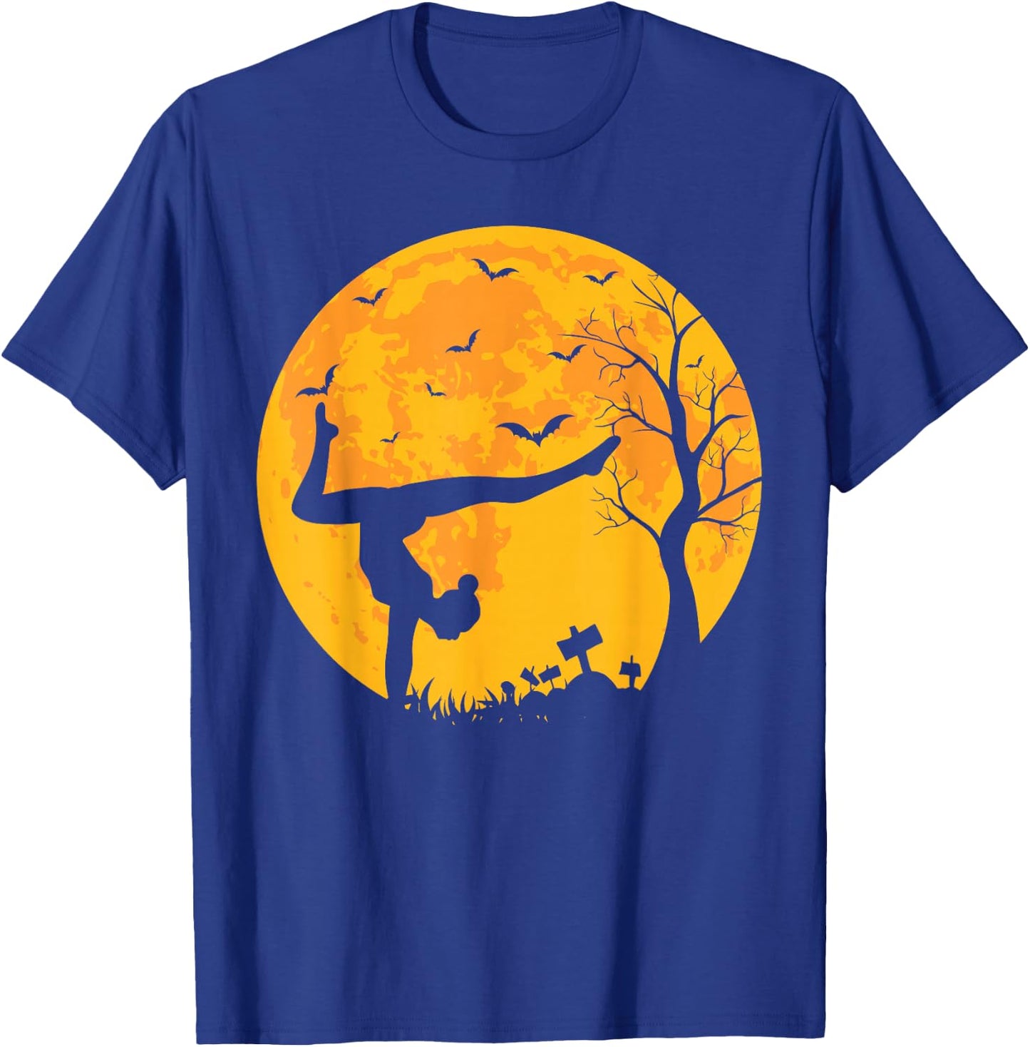 Gymnastics Athlete And Moon Silhouette Funny Halloween T-Shirt - T-Shirt | Royal