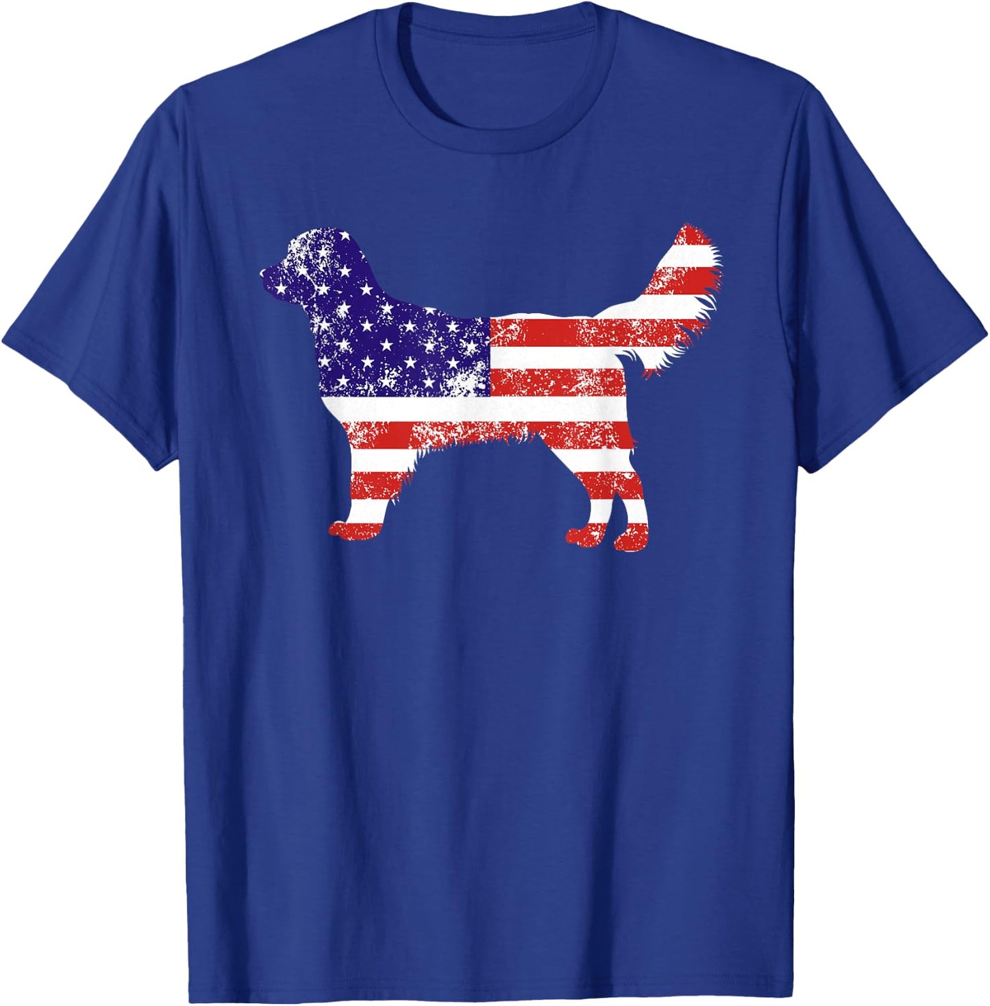 American Flag Golden Dog Retriever USA Retro 4th Of July Women Kids Men T-Shirt - T-Shirt | Royal