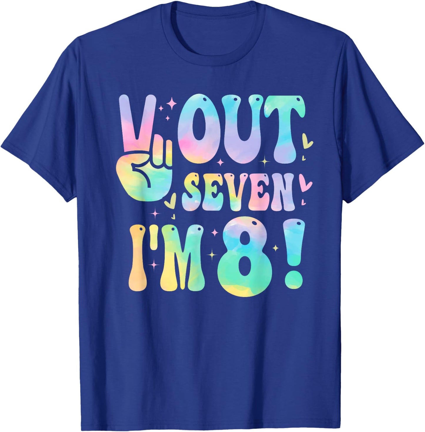 Peace Out Seven I'm 8 Year Old Girl 8th Birthday Tie Dye T-Shirt - T-Shirt | Royal