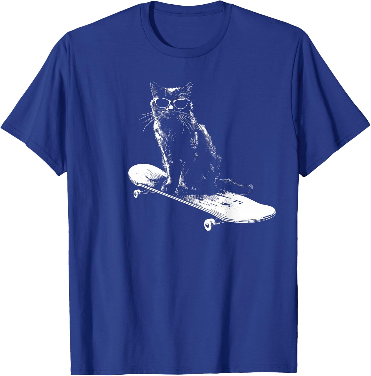 Cool Skateboarding Cat with Sunglasses Women Kids T-Shirt - T-Shirt | Royal
