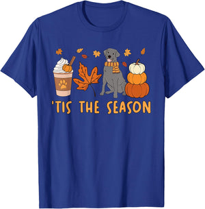 Tis The Season Labrador Retriever Fall Autumn Pumpkin Coffee T-Shirt - T-Shirt | Royal