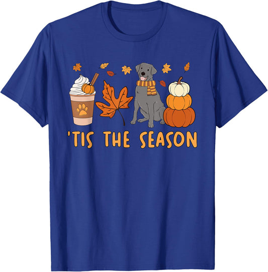 Tis The Season Labrador Retriever Fall Autumn Pumpkin Coffee T-Shirt - T-Shirt | Royal