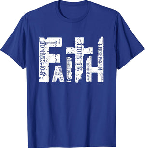 Retro Faith Religious Christian Cross Graphic Women T-Shirt - T-Shirt | Royal