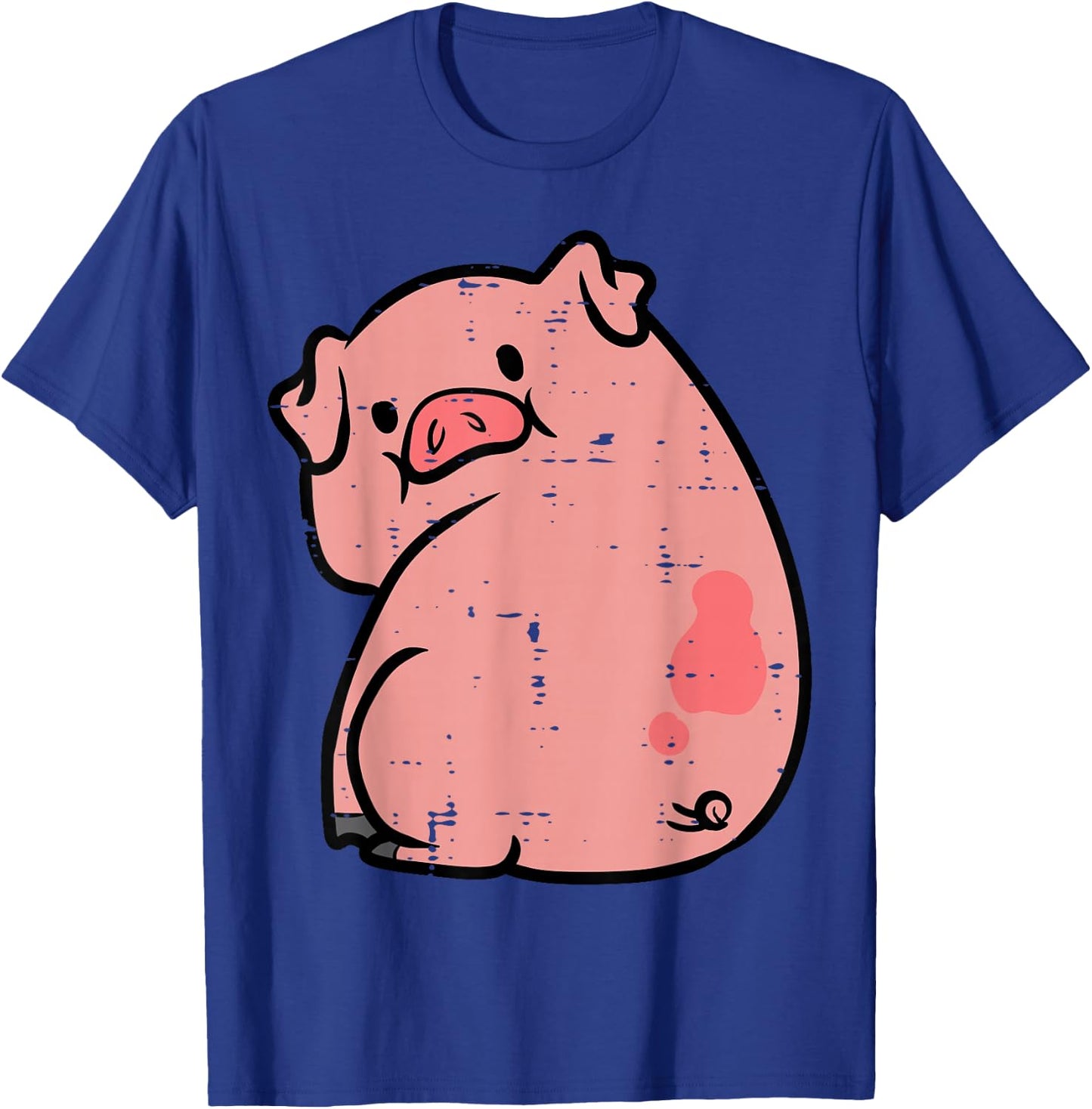 Pig Looking Back Cute Hog Piggyback Meme Joke Men Women Kids T-Shirt - T-Shirt | Royal