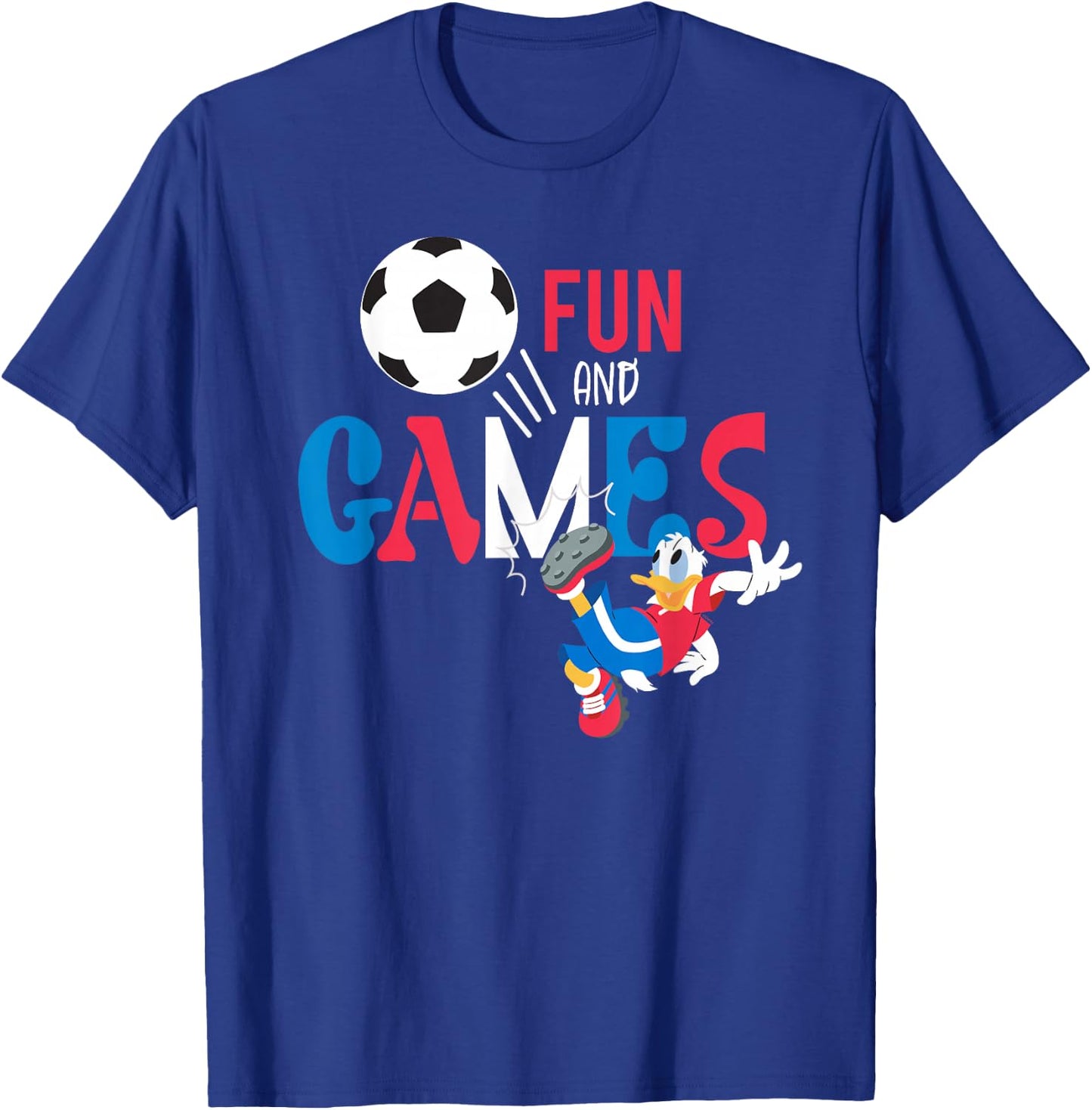 Disney Donald Duck Summer Sports Football Soccer Fun & Games T-Shirt - T-Shirt | Royal