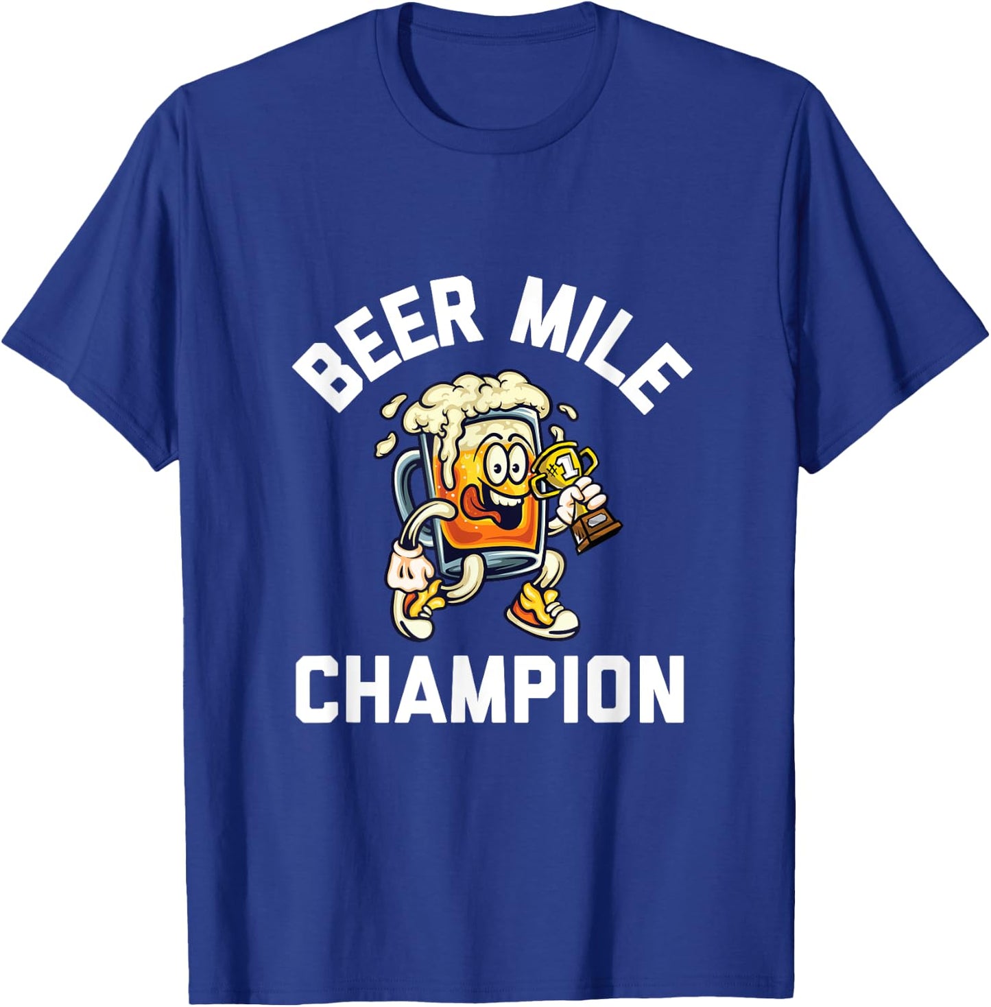 Beer Mile Champion Funny Race Running Beer Drinking T-Shirt - T-Shirt | Royal