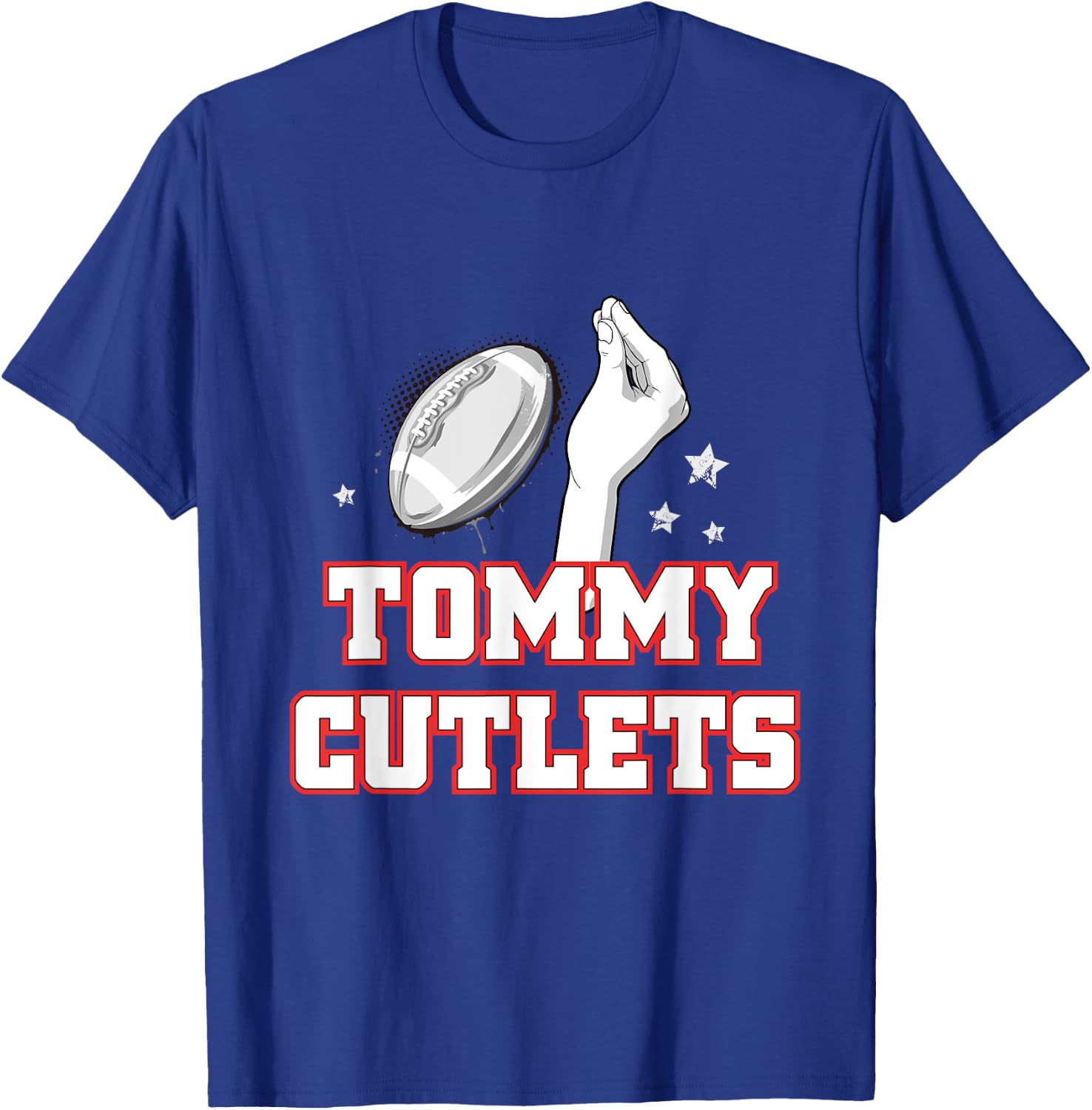 NY Italian Hand Gesture Tommy Cutlets Football Quarterback T-Shirt - T-Shirt | Royal