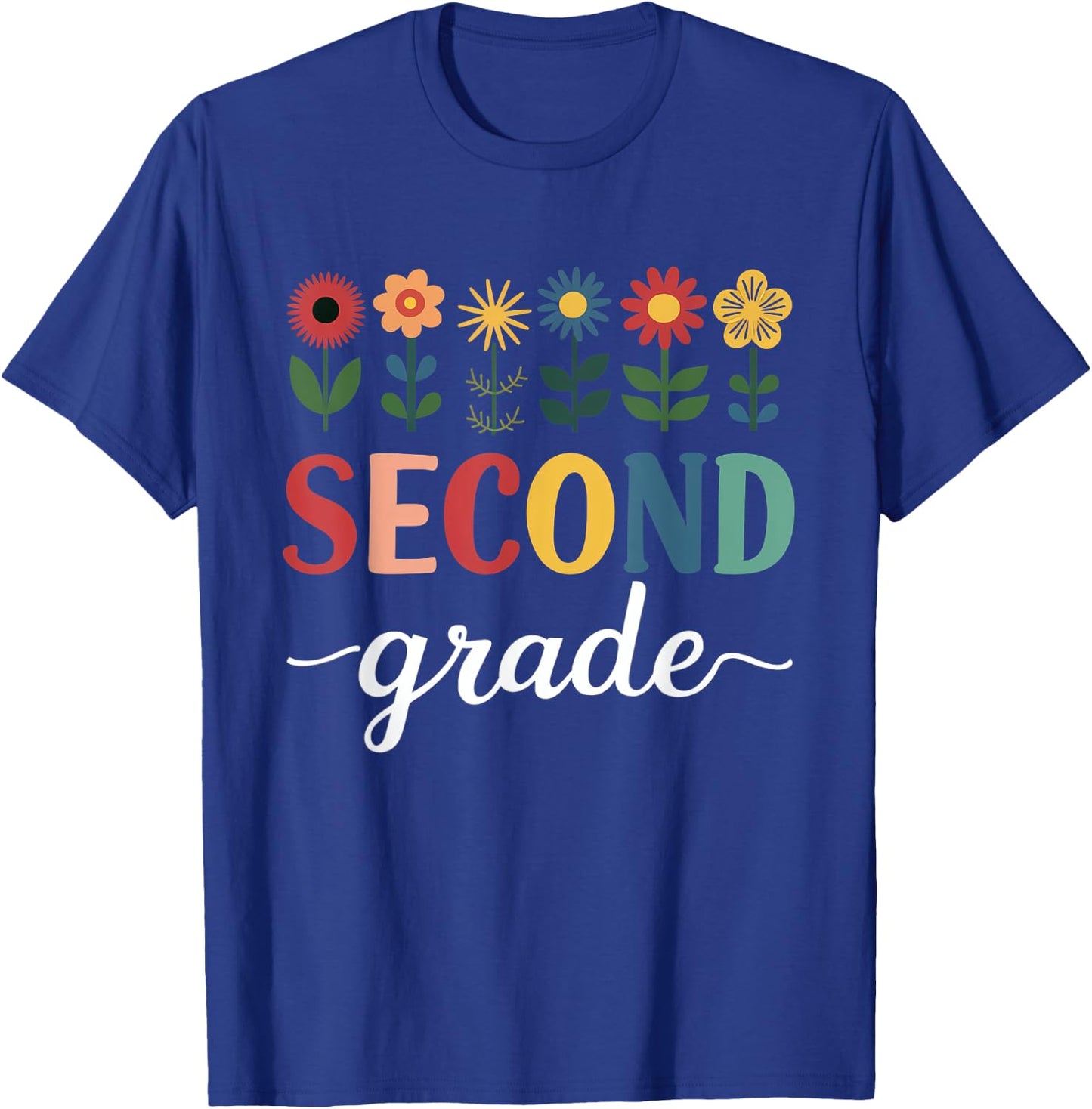 2nd Grade Wildflower Floral Back To School T-Shirt - T-Shirt | Royal