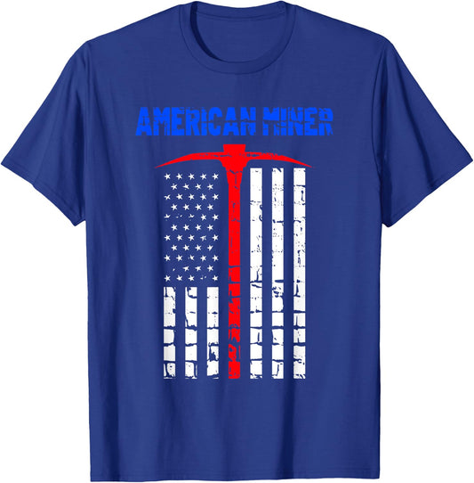 Gold Miner Proud American Miner Coal Gold Lovers Funny Gift T-Shirt - T-Shirt | Royal