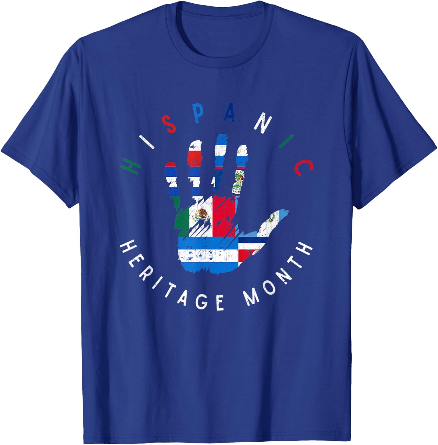 Proud Latin American Flag Hand Hispanic Heritage Month Women Kids Men T-Shirt - T-Shirt | Royal