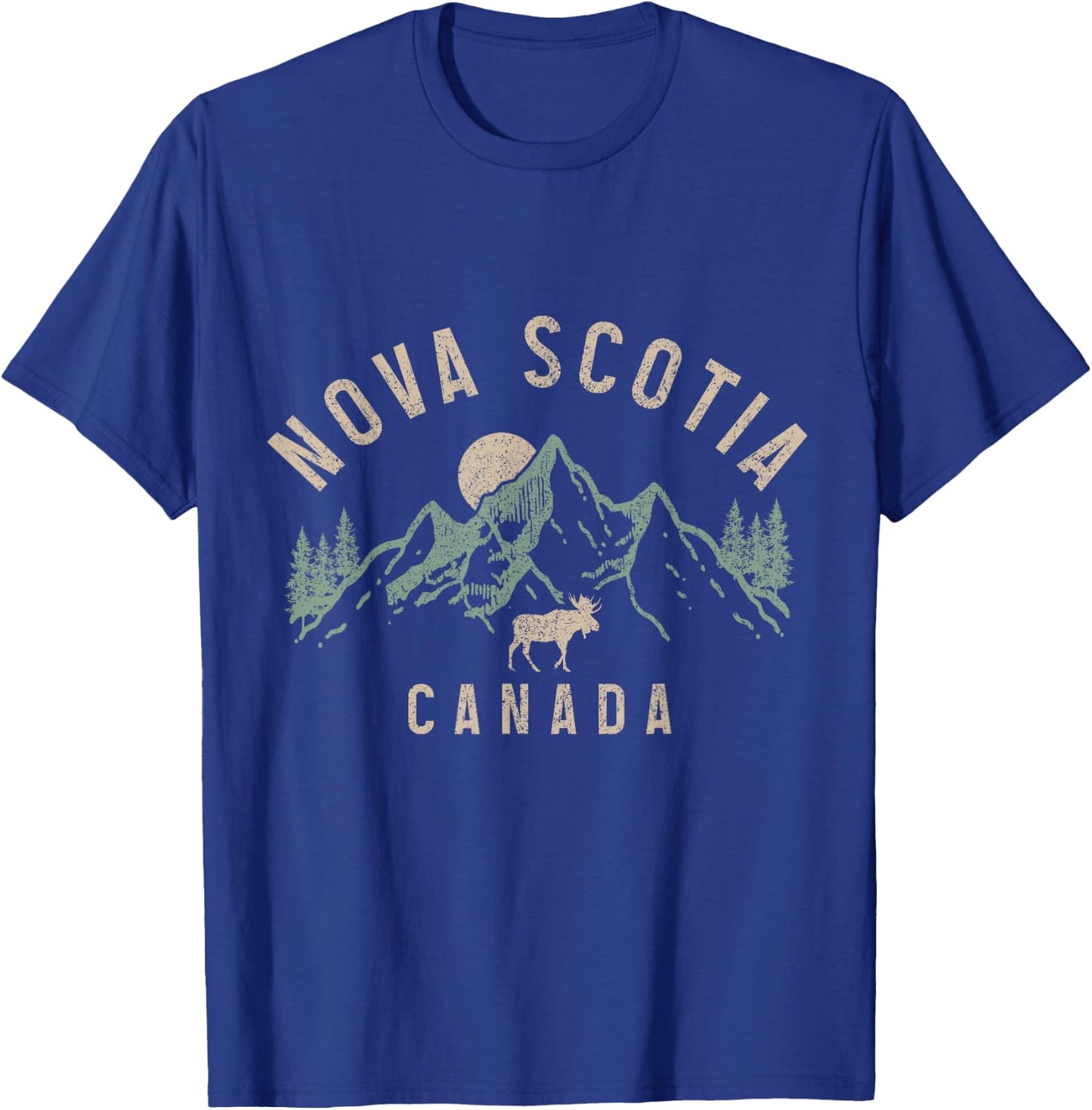 Nova Scotia Canada Souvenir Vintage Mountains Moose T-Shirt - T-Shirt | Royal