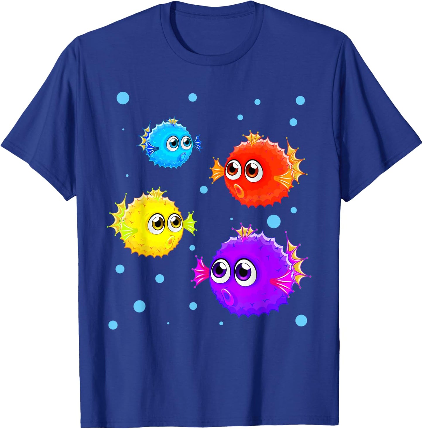 Colorful Puffer Fish Boys Girls Blowfishes T-Shirt - T-Shirt | Royal