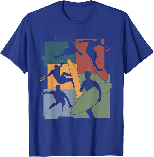 Vintage Surfing Surfer Surfboarding Surfboard Enthusiasts T-Shirt - T-Shirt | Royal