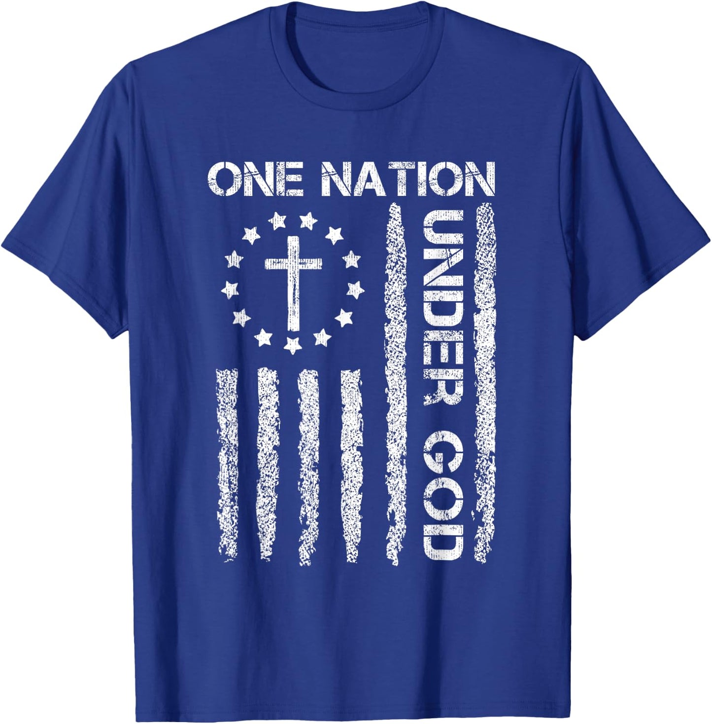 One Nation Under God USA Flag 4th July Christian Religious Men T-Shirt - T-Shirt | Royal