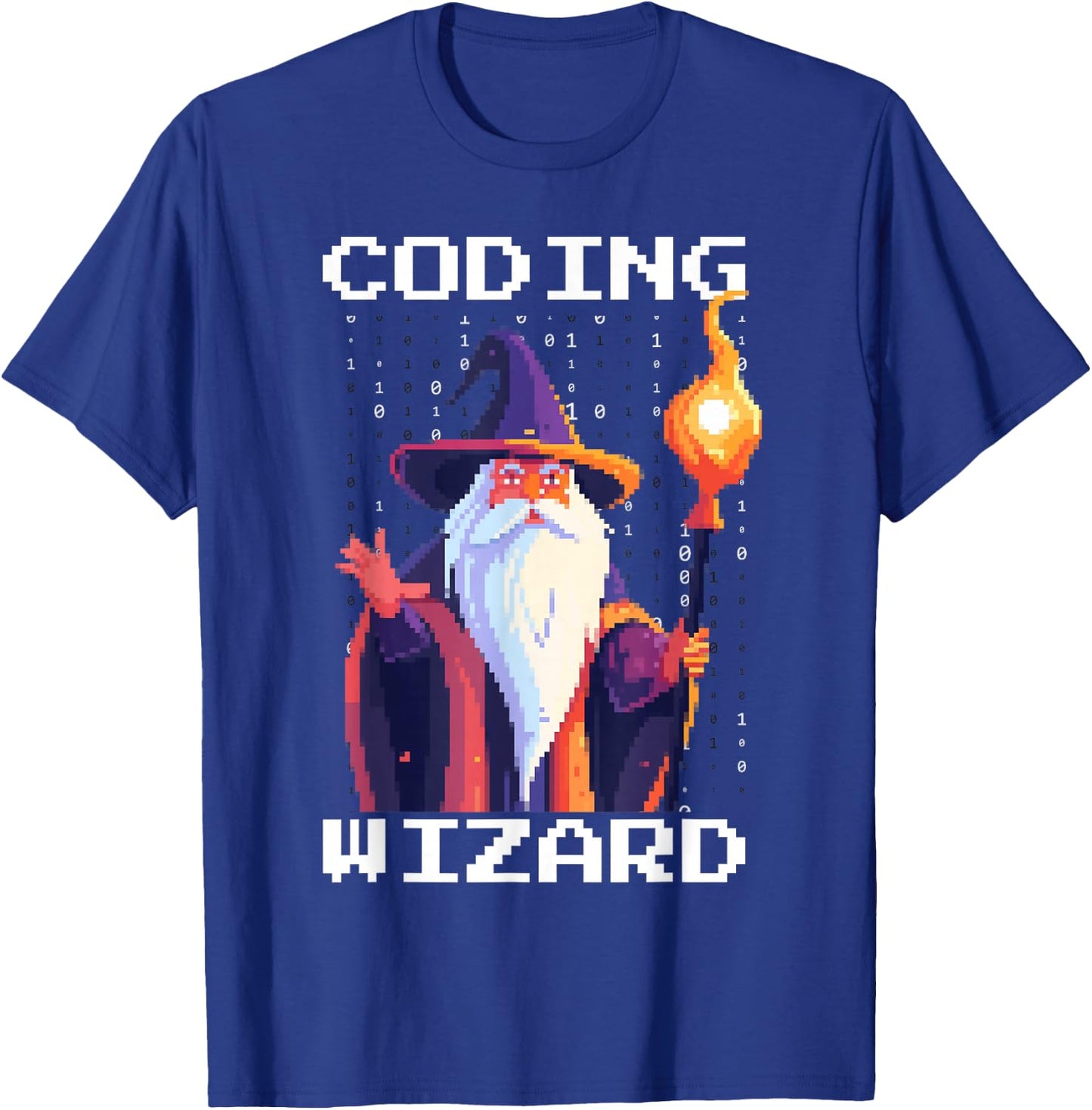Programmer 8-Bit Pixel Art Coder Coding Wizard T-Shirt - T-Shirt | Royal