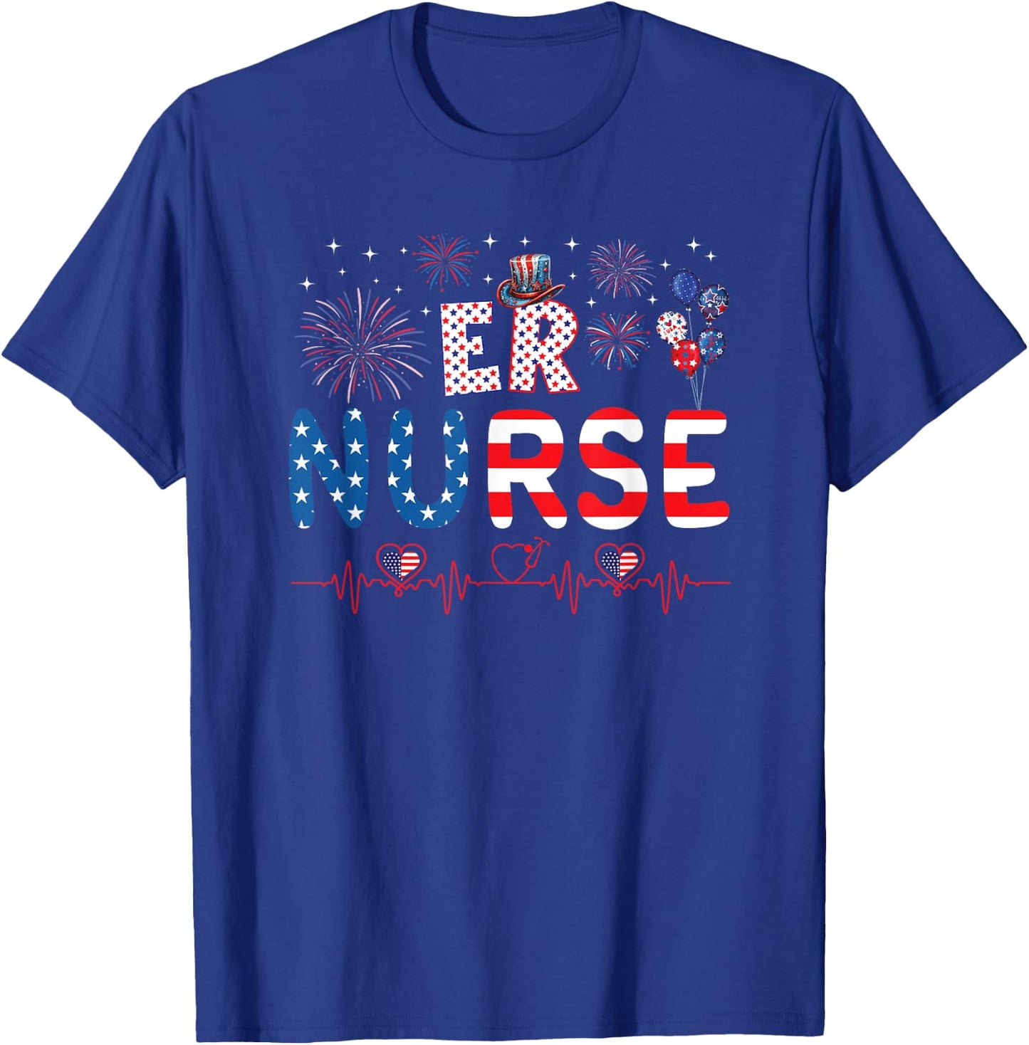 4th Of July ER Nurse T-Shirt - T-Shirt | Royal