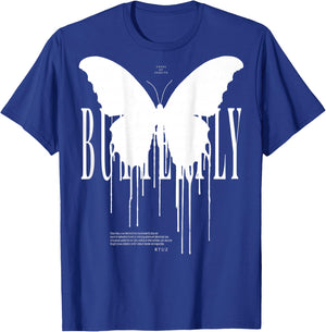 Y2K Back Print Streetwear Hip Hop Vintage Moth Butterfly T-Shirt - T-Shirt | Royal